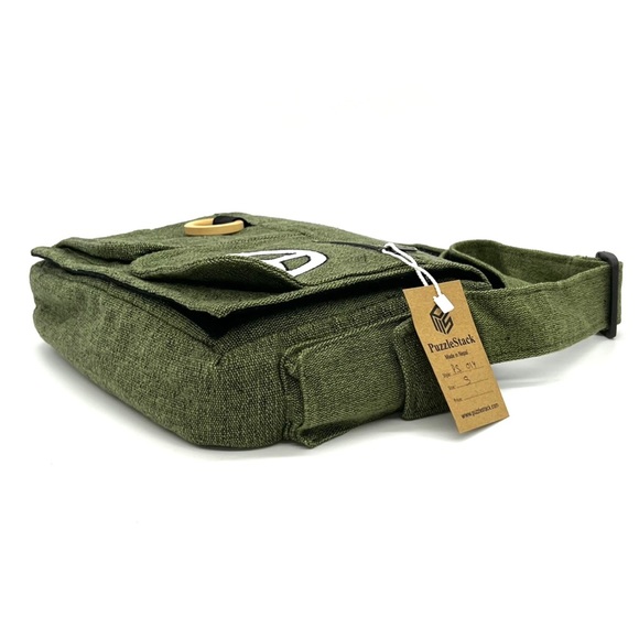 Messenger Bag Sustainable Eco bag Handmade Gift Peace Sign Embroidery - Picture 9 of 9